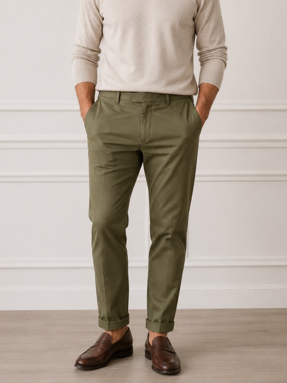 TED BAKER Men Luciant Dark Green Slim Fit Twill Trousers 34 x 29 Workwear Preppy